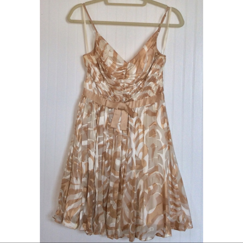 Arden B Champagne mini dress slightly pleated